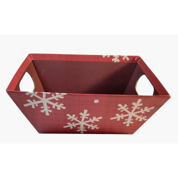 Red Snowflake Holiday Basket Cookie Candy Storage Handles - Picture 1 of 7